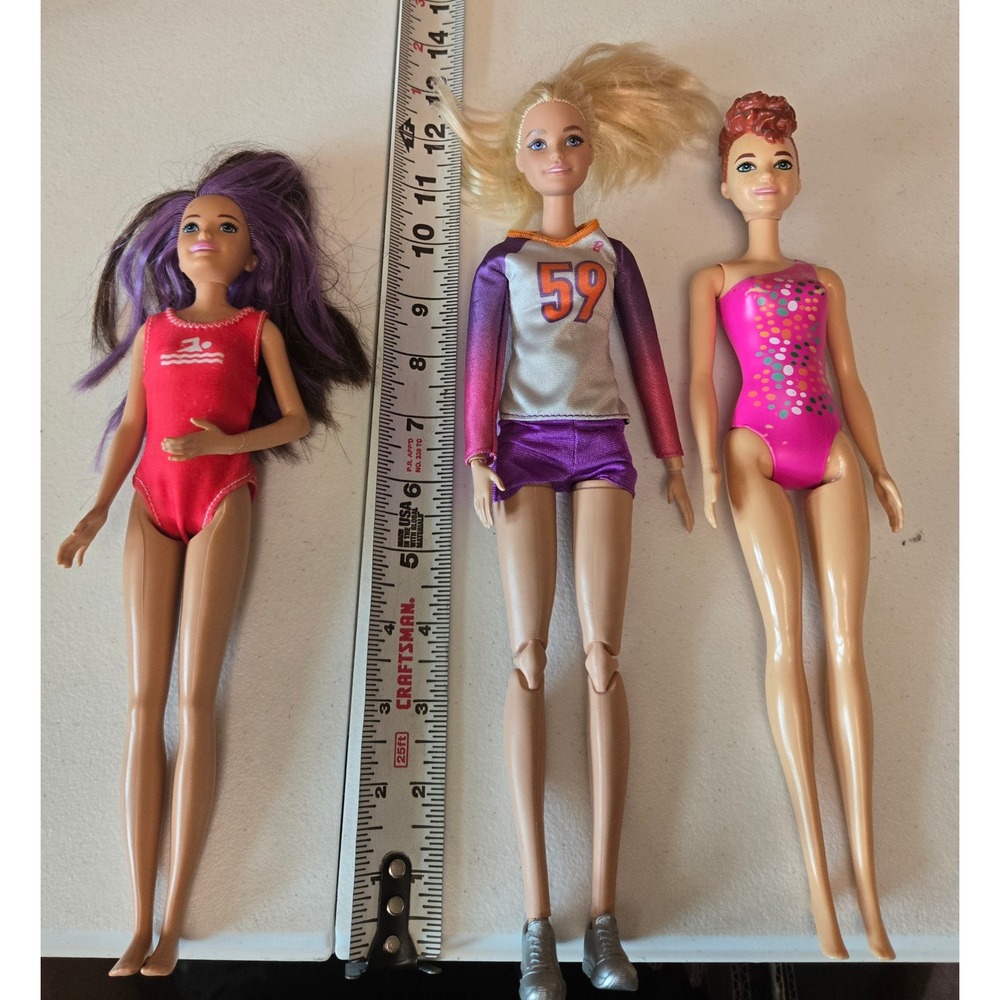Barbie Mattel Athletic Dolls Lot 3 Made to Move Volleyball HKT72 Gymnastics 59